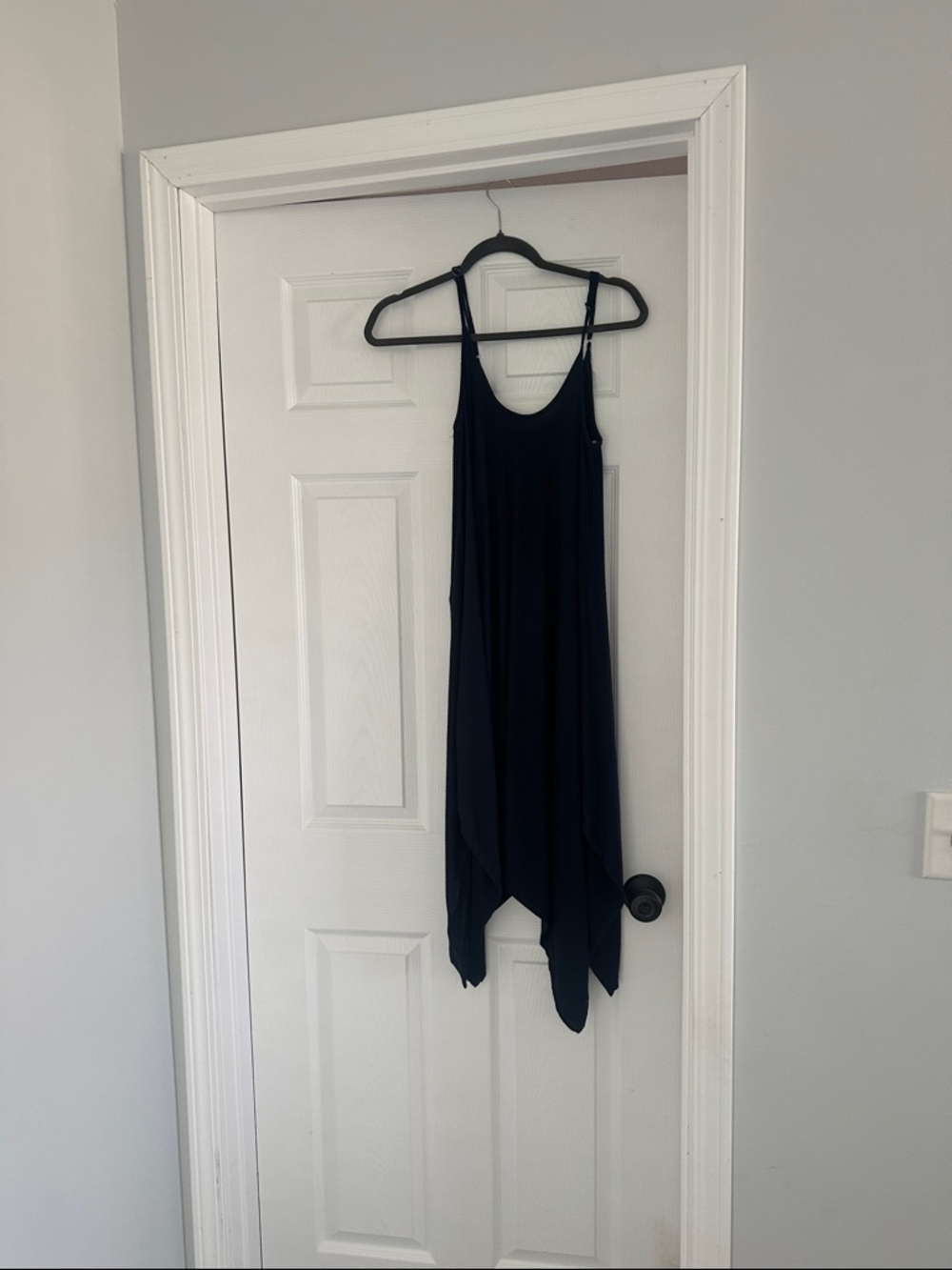 Socialite Black Asymmetrical Handkerchief Hem Slip Dress